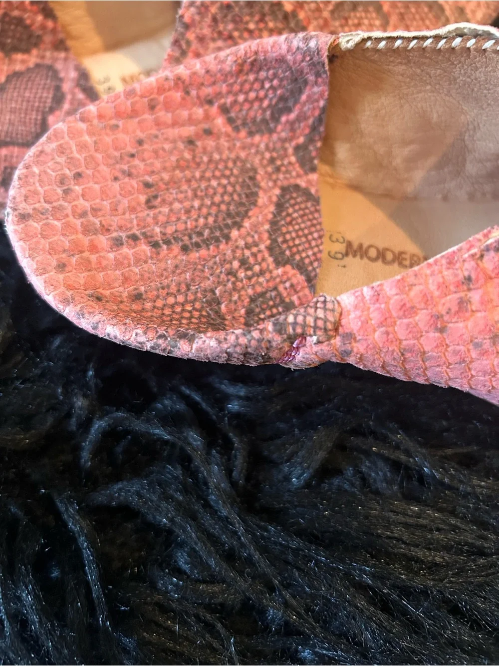 Pink Snake-Skin Pointed Toe Mules - Picture 5 of 6